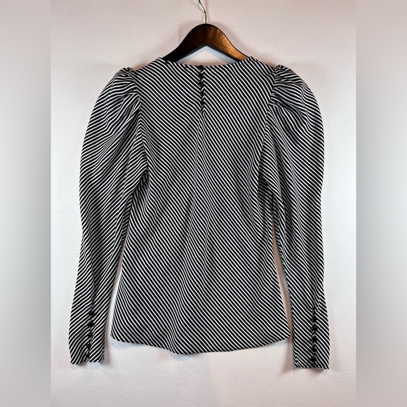 Anthropologie Madison d’Amelie black white stripe blouse size Small slimming - Picture 9 of 10